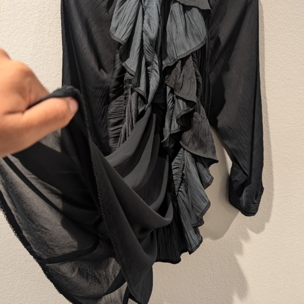 ANTHROPOLOGIE Maeve dress whimsey goth fairy size medium black ruffled polyester - Picture 5 of 6
